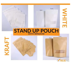 Stand Up Pouch with Window White