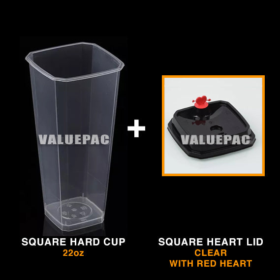 Valuepac Square Hard Cup 22oz with Square Hard Lid Black