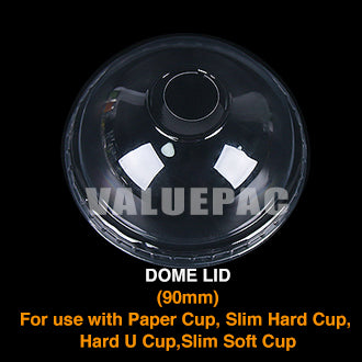 Valupac PET Plastic Dome Lid 90mm for Slim Hard Cup 90mm, Slim Soft Cup 90mm, Paper Cup 90mm, Slim Hard U Cup 90mm