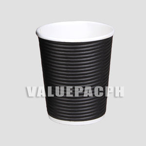 Valuepac Double Wall Paper Cup for Hot Drink or Coffee Rippled Black