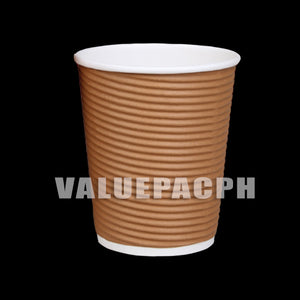 Valuepac Double Wall Paper Cup for Hot Drink or Coffee Rippled Tan