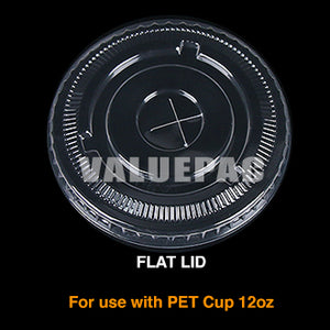 Valupac PET Plastic Flat Lid for Pet Cup 12oz