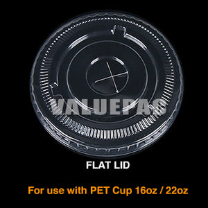 Valupac PET Plastic Flat Lid for Pet Cup 16oz and 22oz