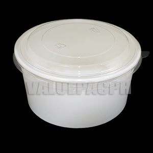 Salad Fruit Paper Bowl 1000ml (White Color) with Lid