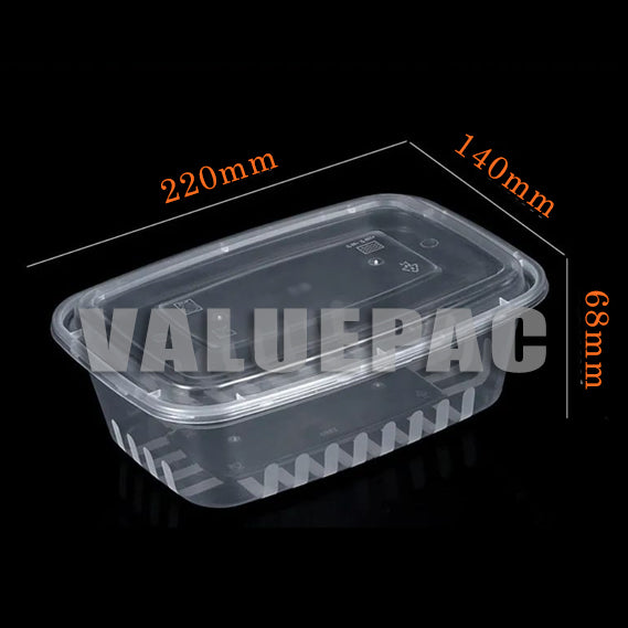 Valuepac Rectangle 1500ml Microwavable Container Clear