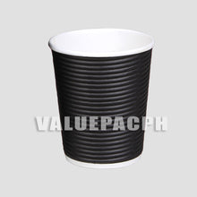 Load image into Gallery viewer, Valuepac Double Wall Paper Cup for Hot Drink or Coffee  8oz Rippled Black
